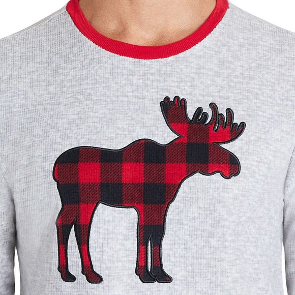 NWT Eddie Bauer Men's Christmas Holiday Plaid Moose Pajama Set XXL - Picture 3 of 4